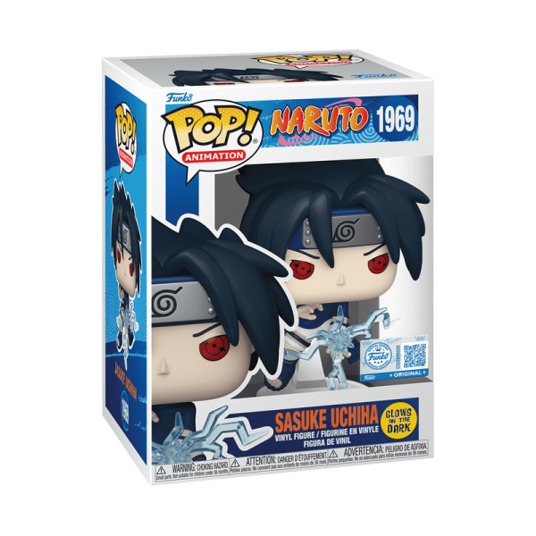 Consigue el Funko Pop exclusivo de Funko Shop: Sasuke Uchiha (1969) de Naruto Shippuden con efecto Glow-in-the-Dark. ¡Una figura que brilla, esencial para tu colección!